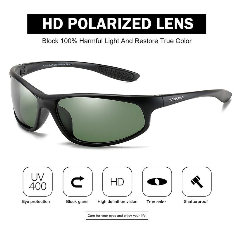 FAGUMA Polarized Sports Sunglasses For Men Cycling Driving Fishing UV400 Protection - Image 3